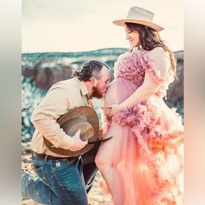 Puffy Tulle Robe for Maternity Baby Shower Dress photoshoot
